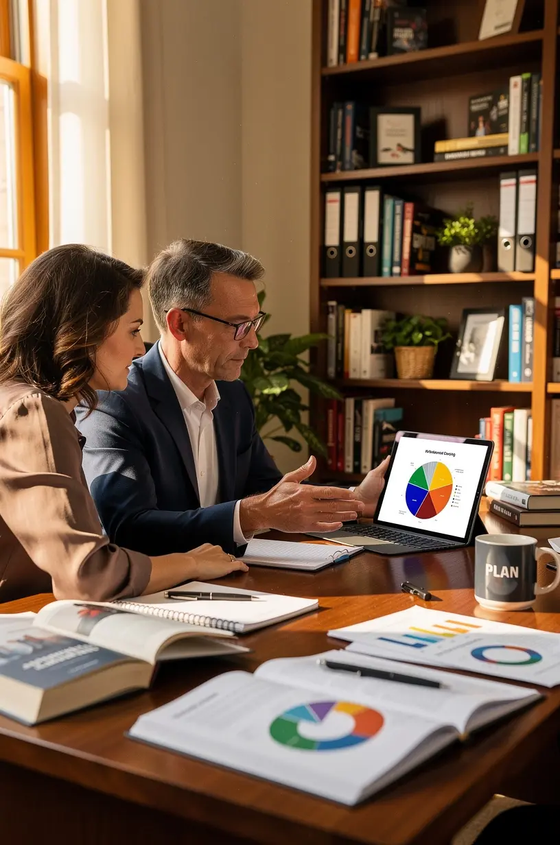 Kézben tartott jegyzetfüzet, amelyben pénzügyi célok és kiadások vannak részletesen feljegyezve.