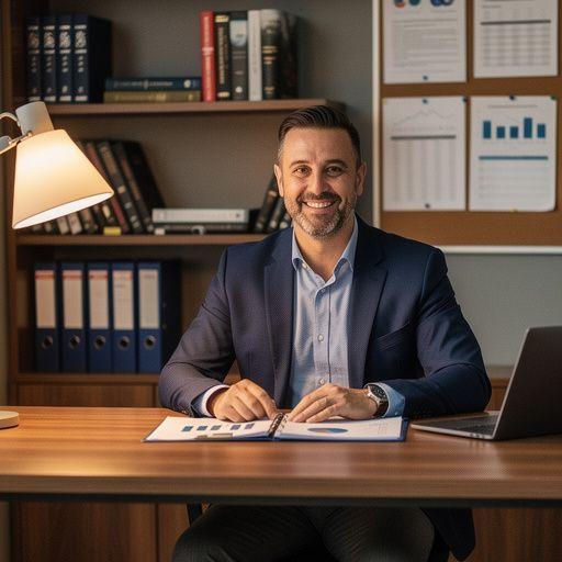 Üzleti tanácsadó szakember személyes találkozón pénzügyi tervet magyaráz ügyfélnek modern irodai környezetben